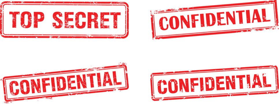 Red confidential and top secret rubber stamp