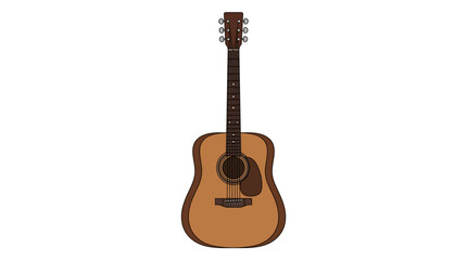 Obraz premium Flat vector illustration of a classic acoustic guitar, clean outline style