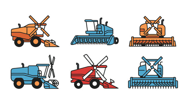 Windrower Line art vector set minimal abstract style