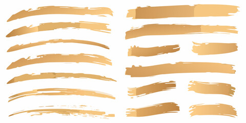 Obraz premium Collection of golden brush strokes and abstract paint swipe textures