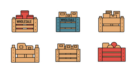 Wholesale crate Line art modern abstract color illustration