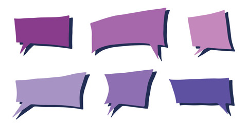 Set of hand drawn speech bubble Blank empty message box Textbox frame for banners, price tags, stickers, design