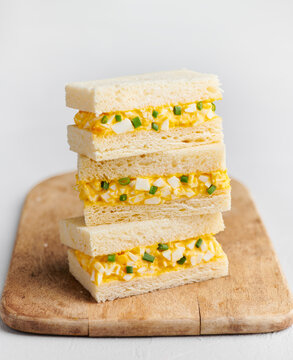Japanese egg salad sandwich, Tamago sando, selective focus
