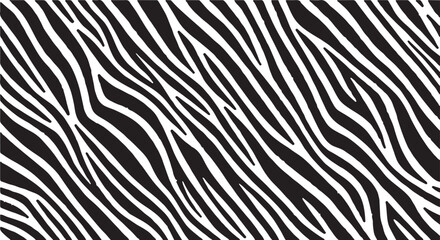 A high-contrast vector animal print featuring smooth black zebra stripes on a clean white background, ideal for modern fashion and textile designs. © crea8ive