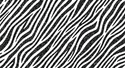 A fashionable animal print background featuring diagonal black zebra stripes with a shimmering glitter texture effect on a clean white surface.