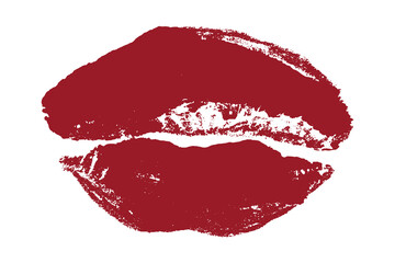 Fototapeta premium Lipstick kiss mark Romantic lip print Imprint of lips kiss Sexy lips makeup Female mouth Love symbol Design element for beauty fashion poster Valentines Day wedding
