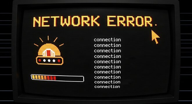 Network error message on vintage computer screen