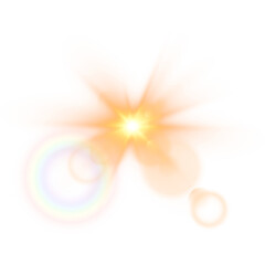 Yellow bright star and shimmering glare, transparent sunlight special lens flare light effect....