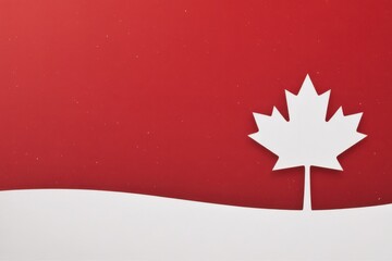 Obraz premium White maple leaf on red background with snow drift canada