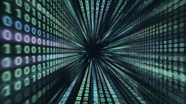 Abstract digital data tunnel of binary code