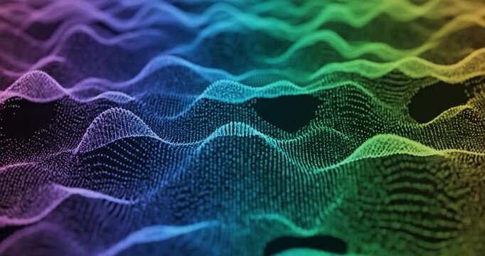 Vibrant 3D Waveform Patterns with Rainbow Colors.