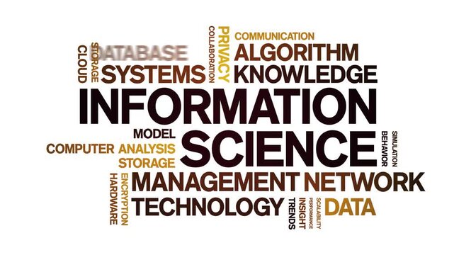 information science animated word cloud-text design animation tag kinetic typography seamless loop.