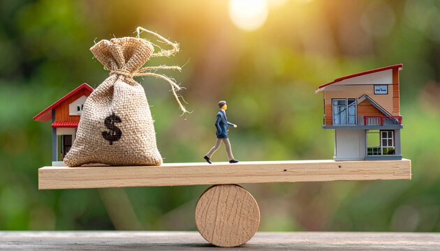 Conceptual image of home investment and financial balance concept