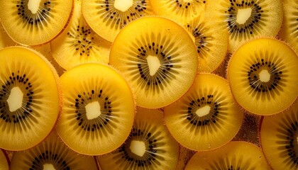 Golden Kiwi Slices - A Vibrant and Healthy Fruit Display.