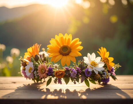 Flower crown on table
