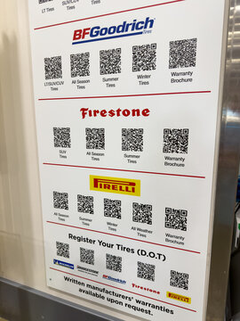 Tire Brand Warranty QR Codes Display At Costco Warehouse Tire Center