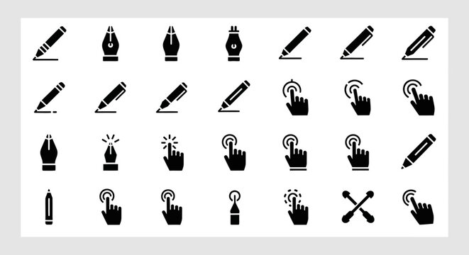 Collection of Icons Depicting Hands Stretching and Manipulating Playdough, Slime, or Putty