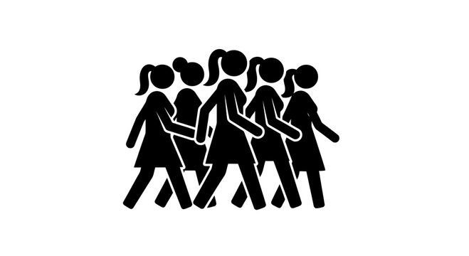 Group of women walking together in a supportive manner.