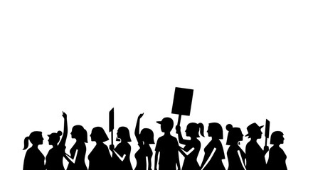 A group of people protesting with signs and banners in a demonstration.