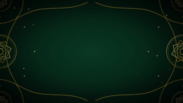 Elegant Gold Geometric Frame on Dark Green Background