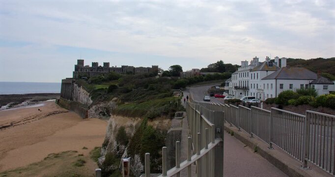 Extra wide shot looking across kingsgate Bay with kingsgate castle in background