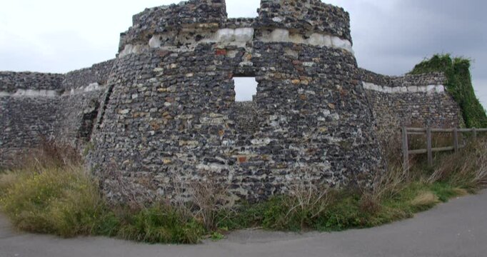 Wide shot Tilting up of the north Bastions of Neptune's Temple, tower at kinggate bay.