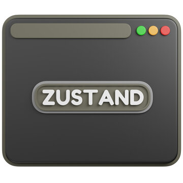 3D Illustration of a Browser Window with  ZUSTAND  icon