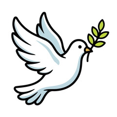 Obraz premium Dove Carrying Olive Branch Illustration
