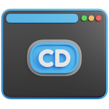 3D RENDER Continuous Delivery CD Icon in Browser Window ICON 