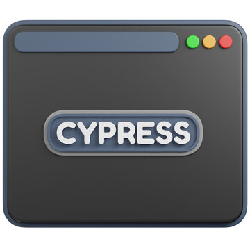 3D Illustration of a Browser Window with  CYPRESS  icon