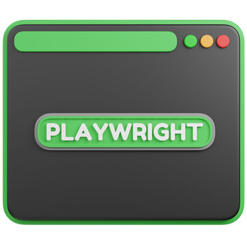 3D Illustration of a Browser Window with  PLAYWRIGHT  icon