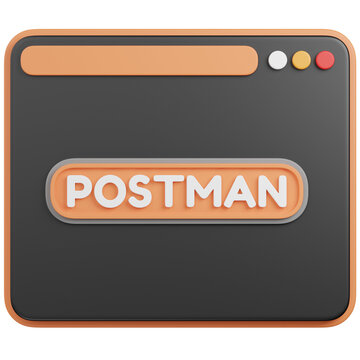 3D Illustration of a Browser Window with  POSTMAN  icon