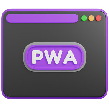 3D RENDER  PWA Progressive Web App Browser Window ICON 