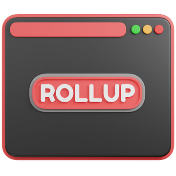 3D Illustration of a Browser Window with  Rollup   icon