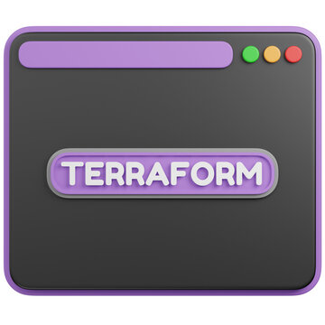 3D Browser Window with Terraform Infrastructure as Code Tool ICON 