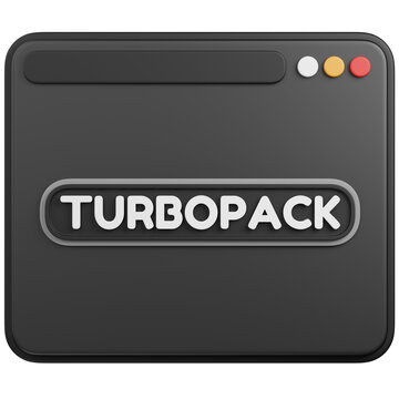 3D Illustration of a Browser Window with  TURBOPACK  icon