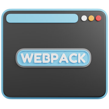 3D Illustration of a Browser Window with  Webpack   icon