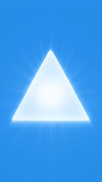 Three glowing white triangles ascend on a vibrant blue background symbolizing progress and growth