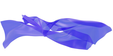 Delicate blue transparent cloth billowing in the air, isolated on transparency background, 3D render