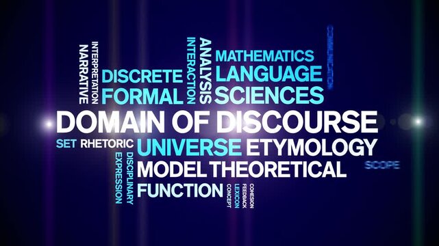 Domain of Discourse animated word cloud-text design animation tag kinetic typography seamless loop.