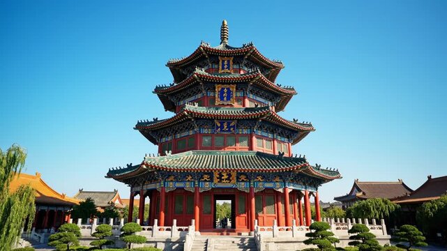 Traditional Chinese Pagoda Temple Architecture.