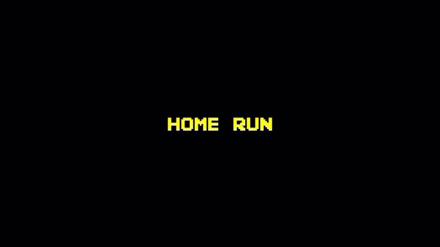 8-bit Pixel Art Text Animation, Vintage Arcade Game Home Run Message, Retro Computer Dark Background, Video Game Content 4k video animation seamless loop