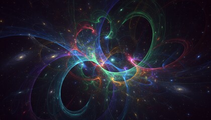 Fototapeta premium Vibrant Abstract Swirling Light Trails In Deep Space With Cosmic Stars And Galaxies