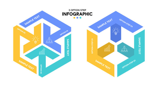Venn diagram infographic chart template for business 3 step options, presentation with venn diagram elements vector illustration.