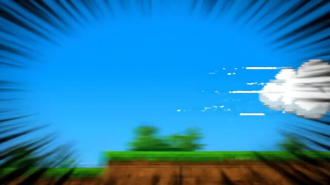 Pixel Cloud 8 Bit Retro Game Speeding Background