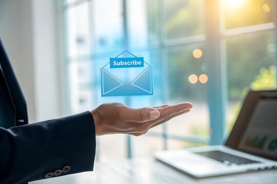 Digital Newsletter Subscription with Email Icon and Subscribe Button &mdash; newsletter signup, email marketing, subscribe button, lead generation, customer engagement