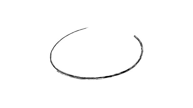 A simple, hand-drawn black arc or incomplete oval shape on a plain white background, resembling a basic sketch or a curved line.