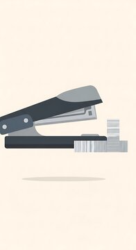 Stapler with staples on white background.