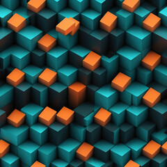 Obraz premium Vibrant 3D cubes in teal and orange colors pattern background