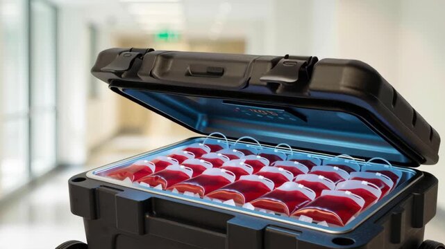 Blood laboratory sample transport case cooler maintaining cold chain and labeled bags for storage